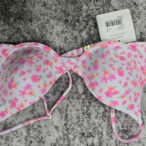 NEW Kulani Kinis Pink and Orange Floral Bikini Top